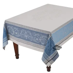 62x120" Rectangular Versailles Gray & Blue French Jacquard Tablecloth by Tissus Toselli