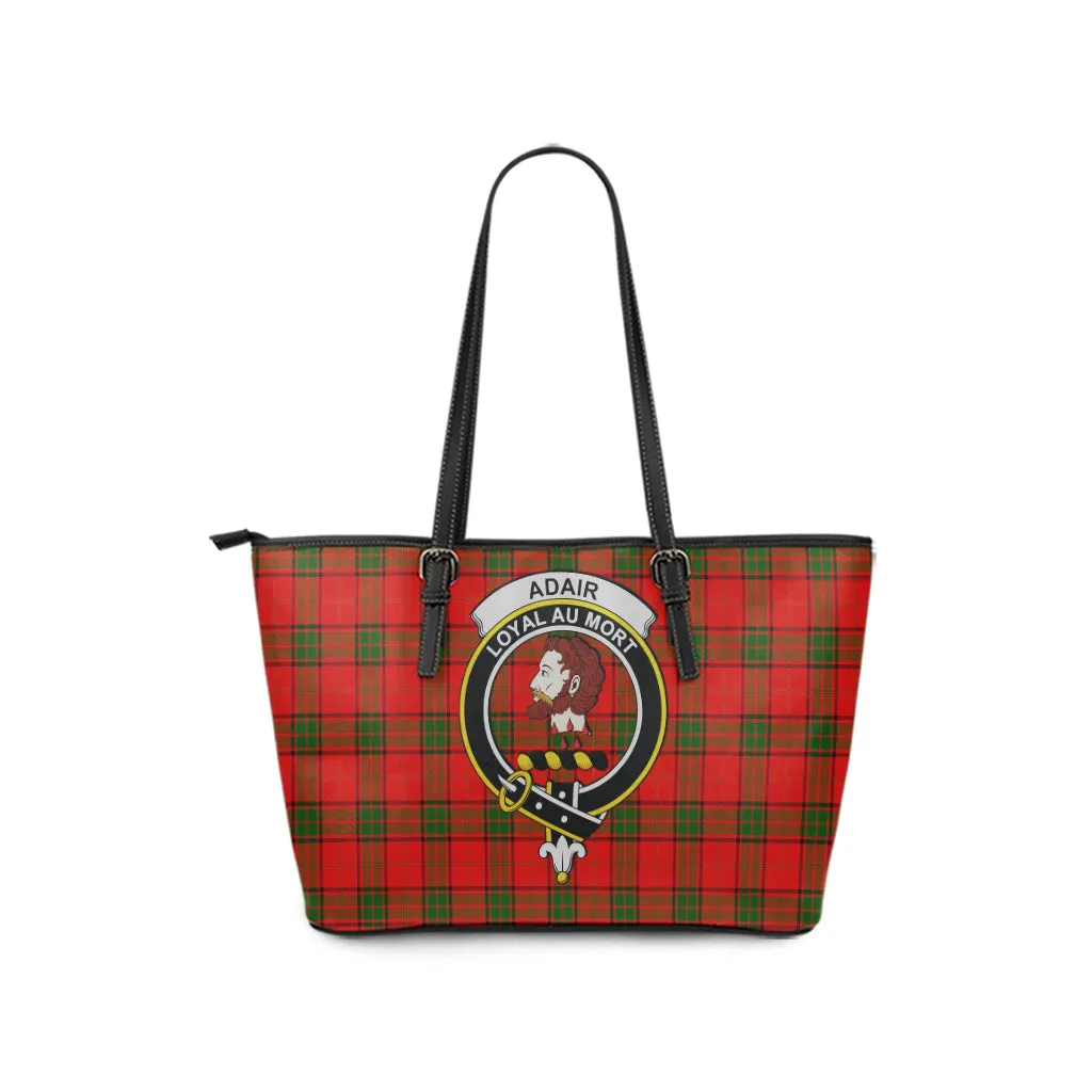 Adair Tartan Leather Tote Bag with Family Crest