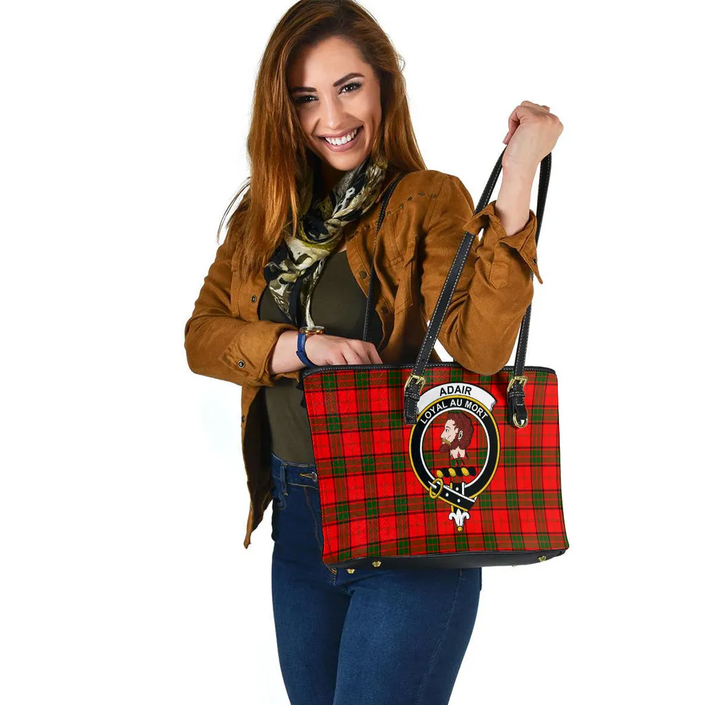 Adair Tartan Leather Tote Bag with Family Crest