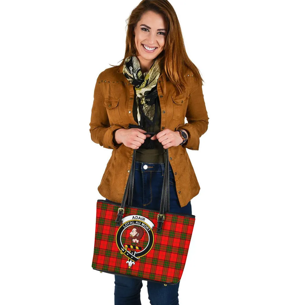 Adair Tartan Leather Tote Bag with Family Crest