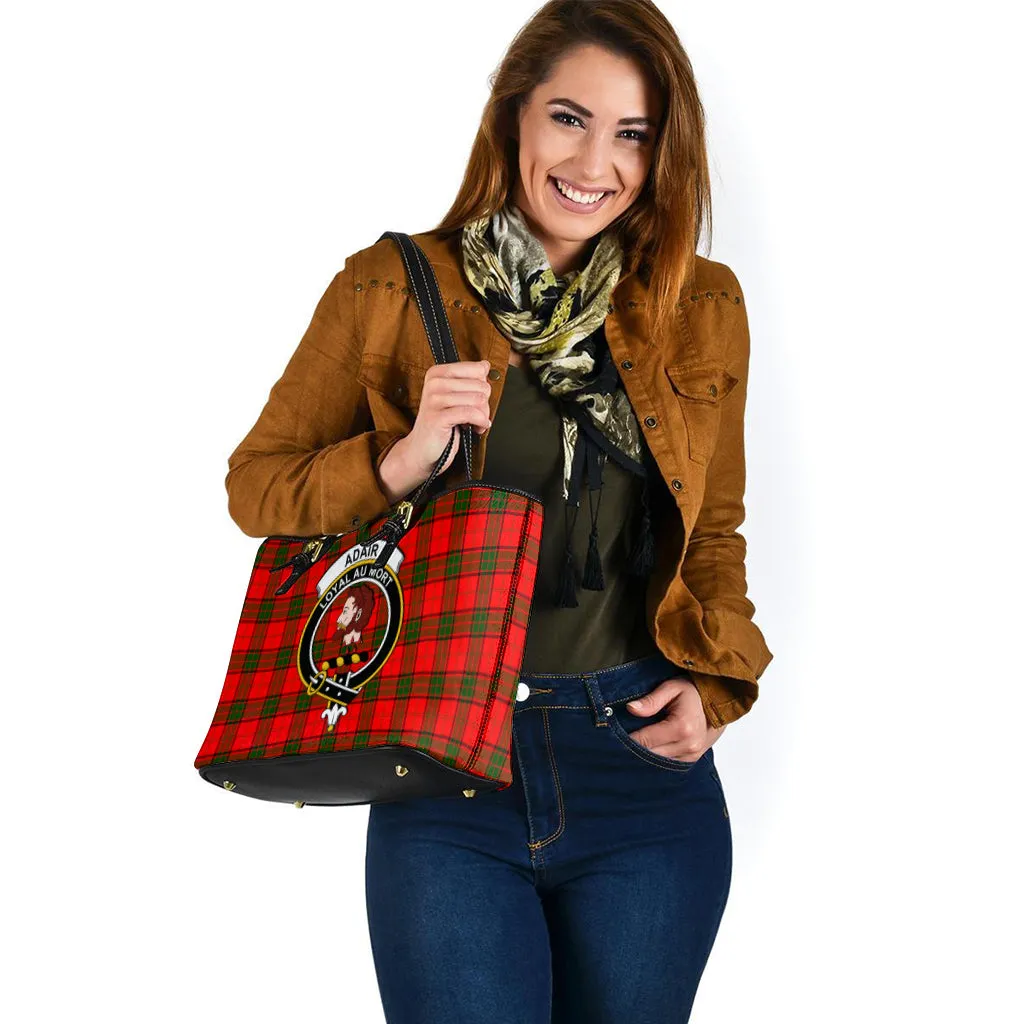 Adair Tartan Leather Tote Bag with Family Crest