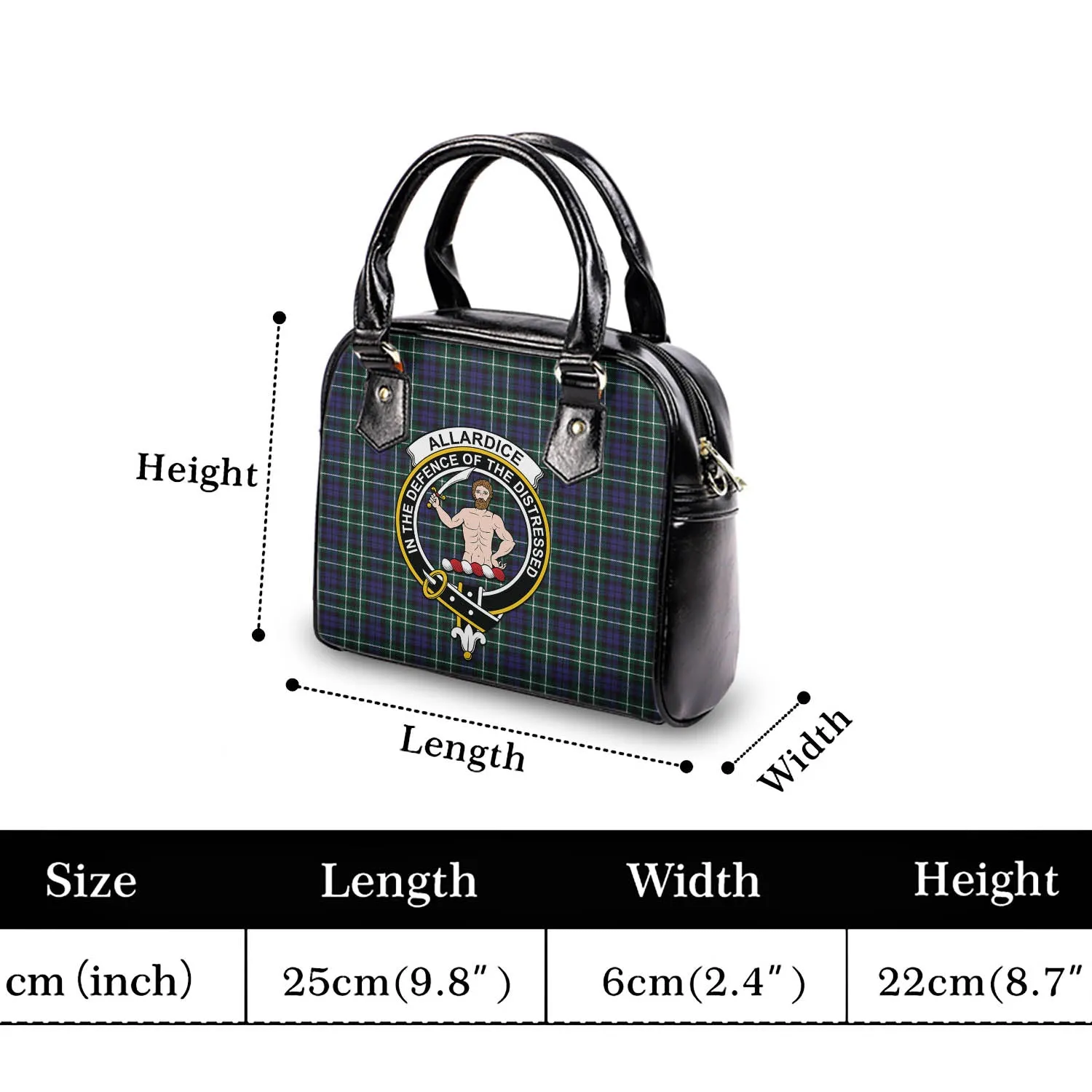 Allardice Tartan Shoulder Handbags with Family Crest