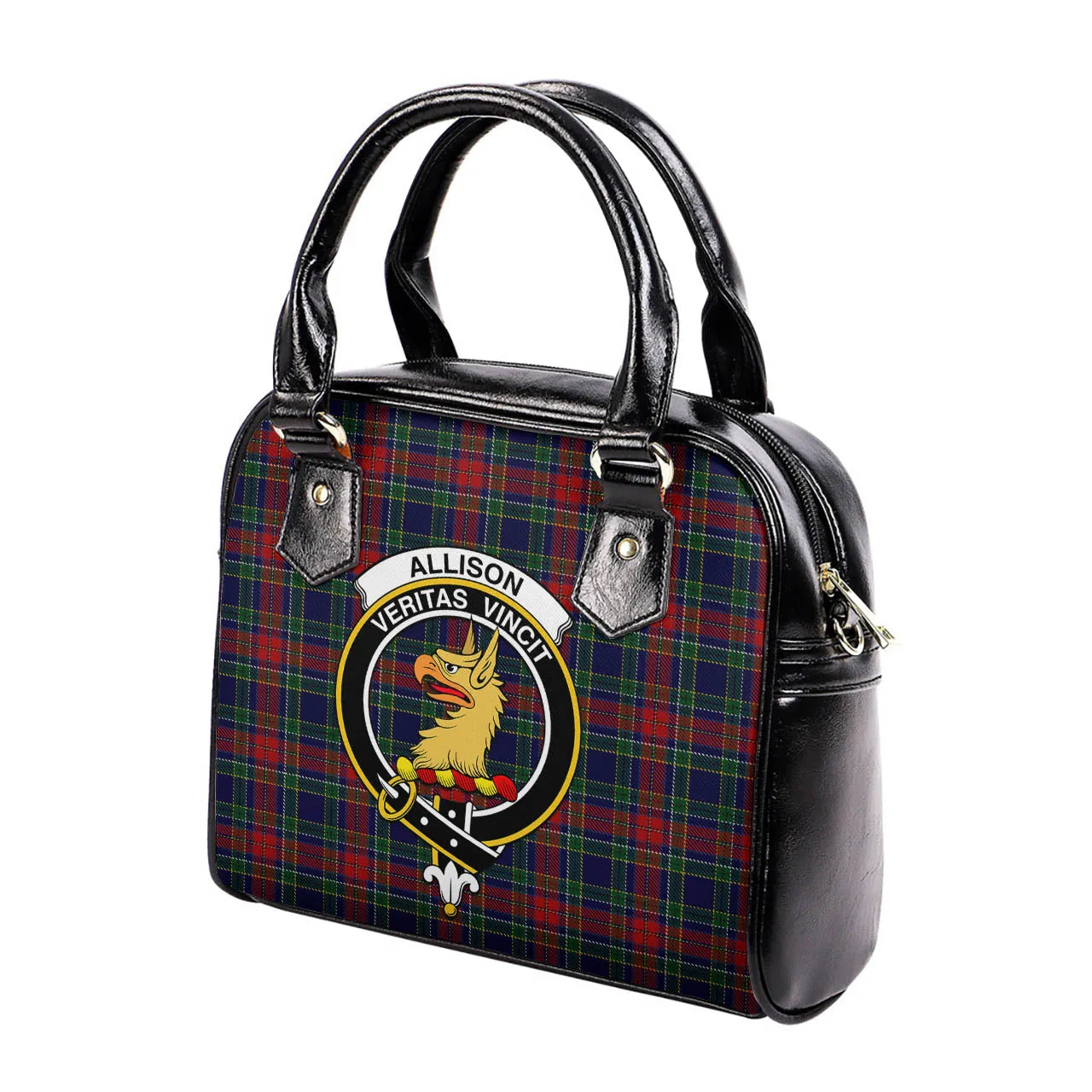 Allison Red Tartan Shoulder Handbags with Family Crest