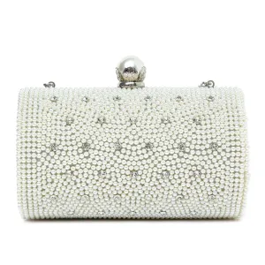 Amber Ivory Pearl & Crystal Evening Clutch Bag