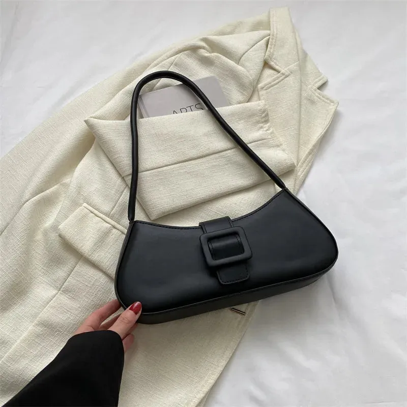 Amozae-Fashion Solid Women's Shoulder Bag Artificial Leather Square Underarm Bags Ladies Handbags For Daily Used and Gift