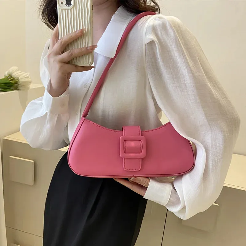 Amozae-Fashion Solid Women's Shoulder Bag Artificial Leather Square Underarm Bags Ladies Handbags For Daily Used and Gift