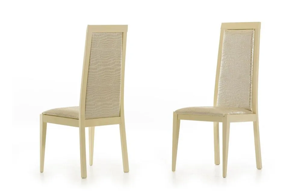 Ancona Modern Beige Crocodile Eco-Leather Dining Chair