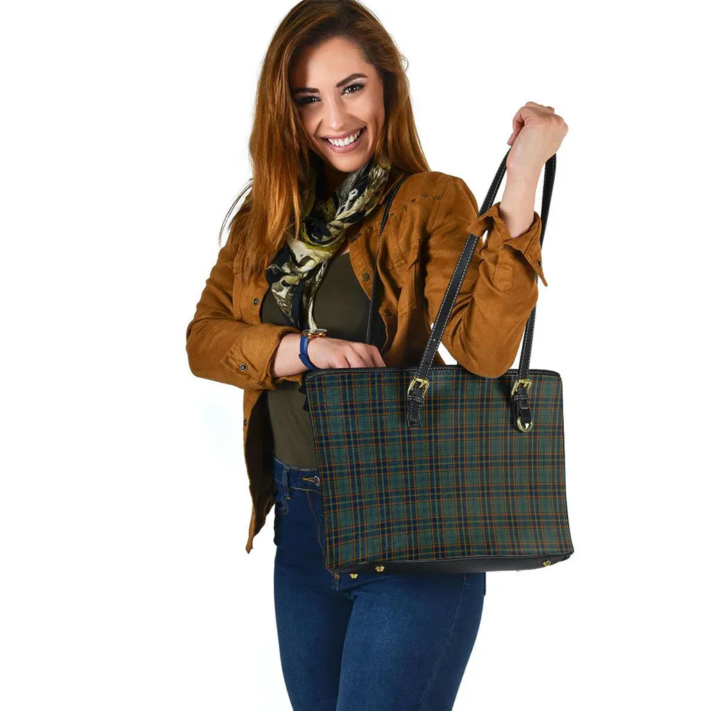 Antrim County Ireland Tartan Leather Tote Bag