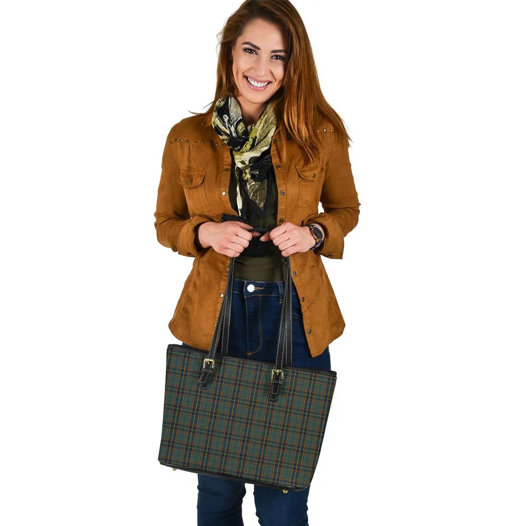 Antrim County Ireland Tartan Leather Tote Bag