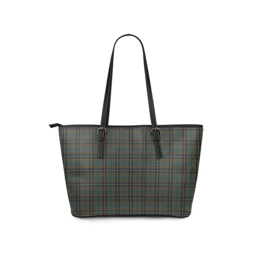 Antrim County Ireland Tartan Leather Tote Bag