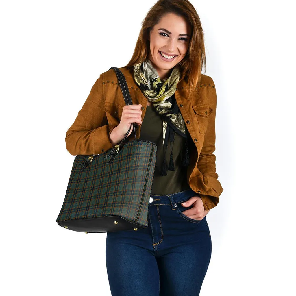 Antrim County Ireland Tartan Leather Tote Bag