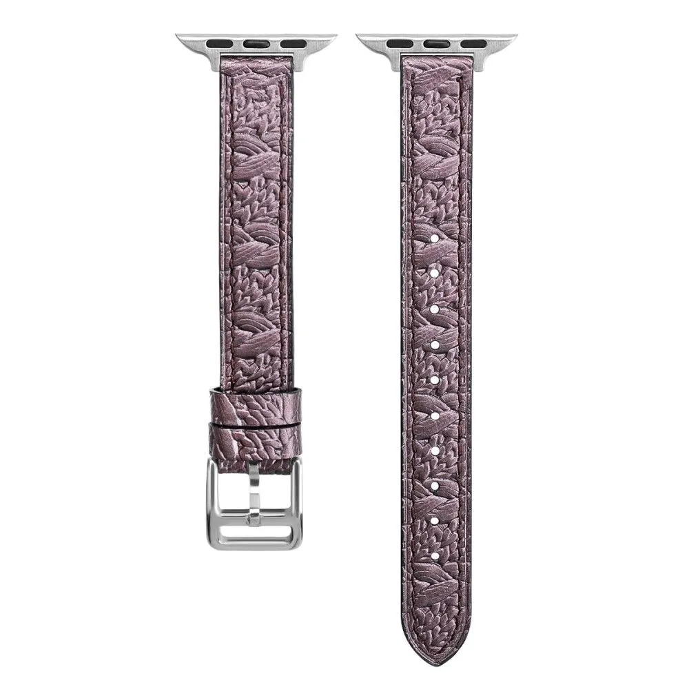 Apple Watch (41mm) woven texture genuine leather watch strap - Purple