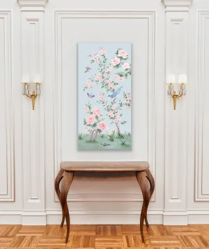 April, a blue chinoiserie canvas wrap