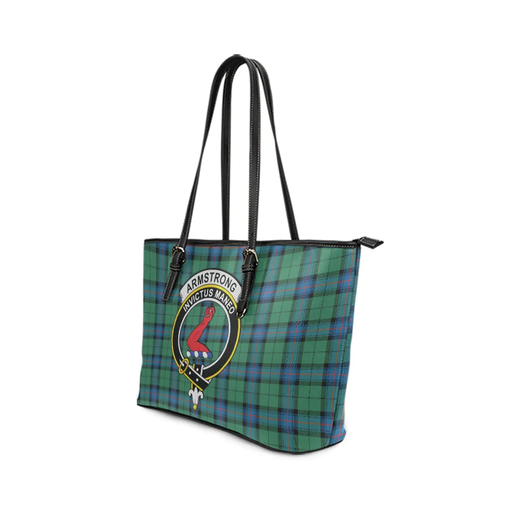 Armstrong Ancient Tartan Leather Tote Bag with Family Crest