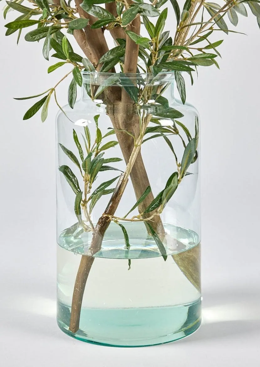 Artificial Olive Branch Arrangement in Glass Vase - 49"