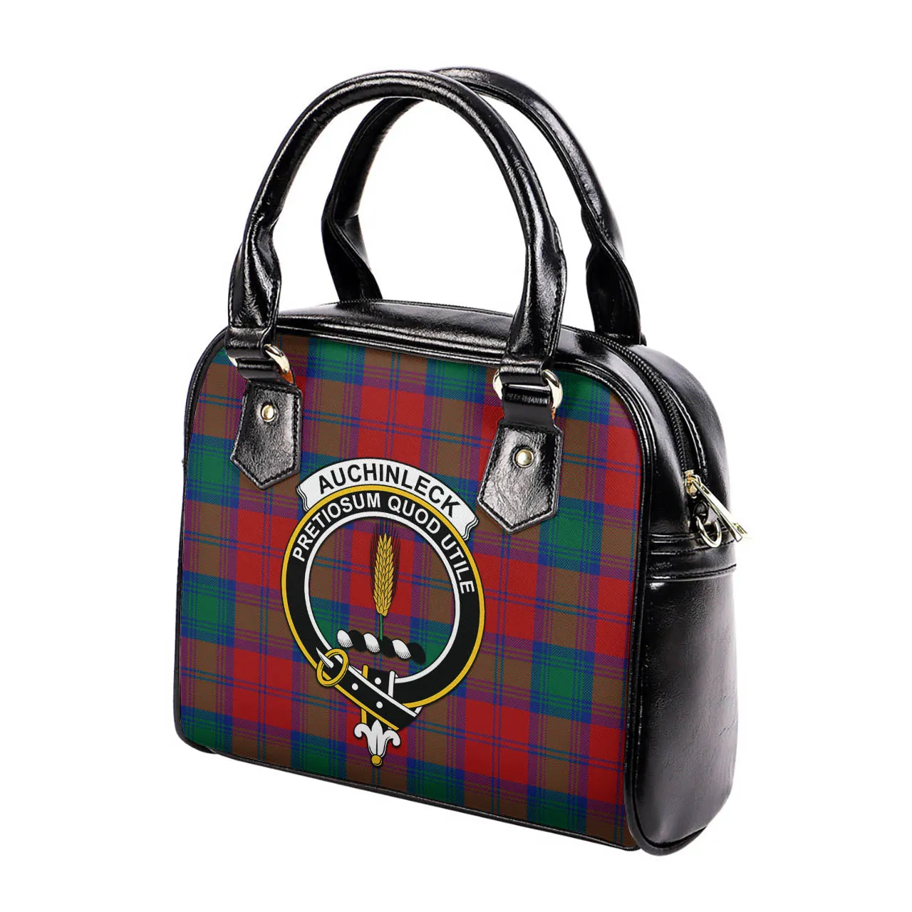 Auchinleck (Affleck) Tartan Shoulder Handbags with Family Crest