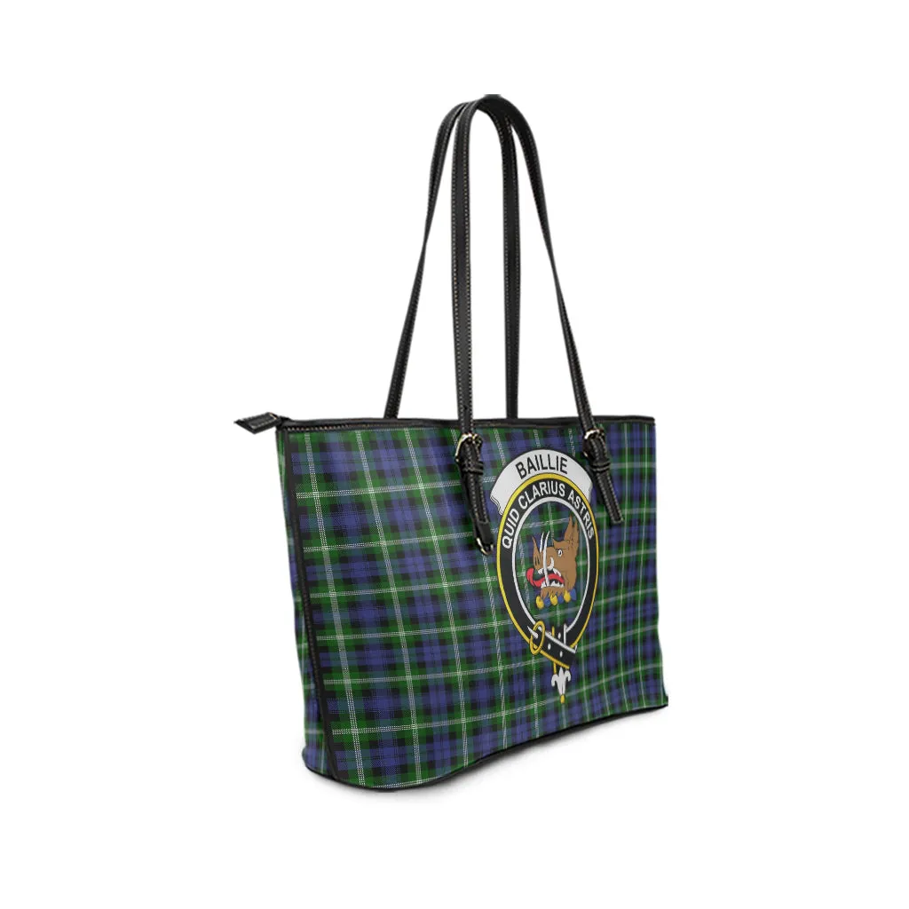 Baillie (Bailey) Tartan Leather Tote Bag with Family Crest