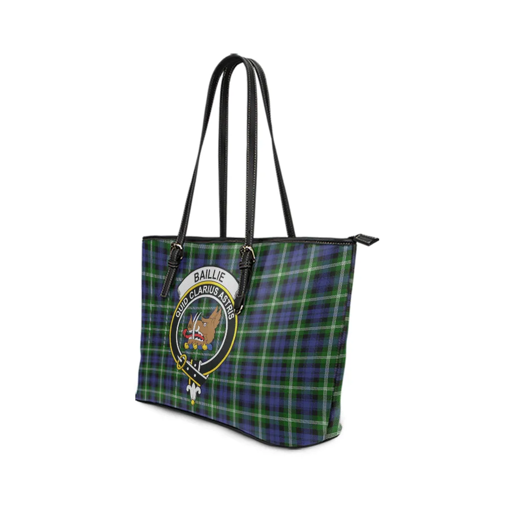 Baillie (Bailey) Tartan Leather Tote Bag with Family Crest