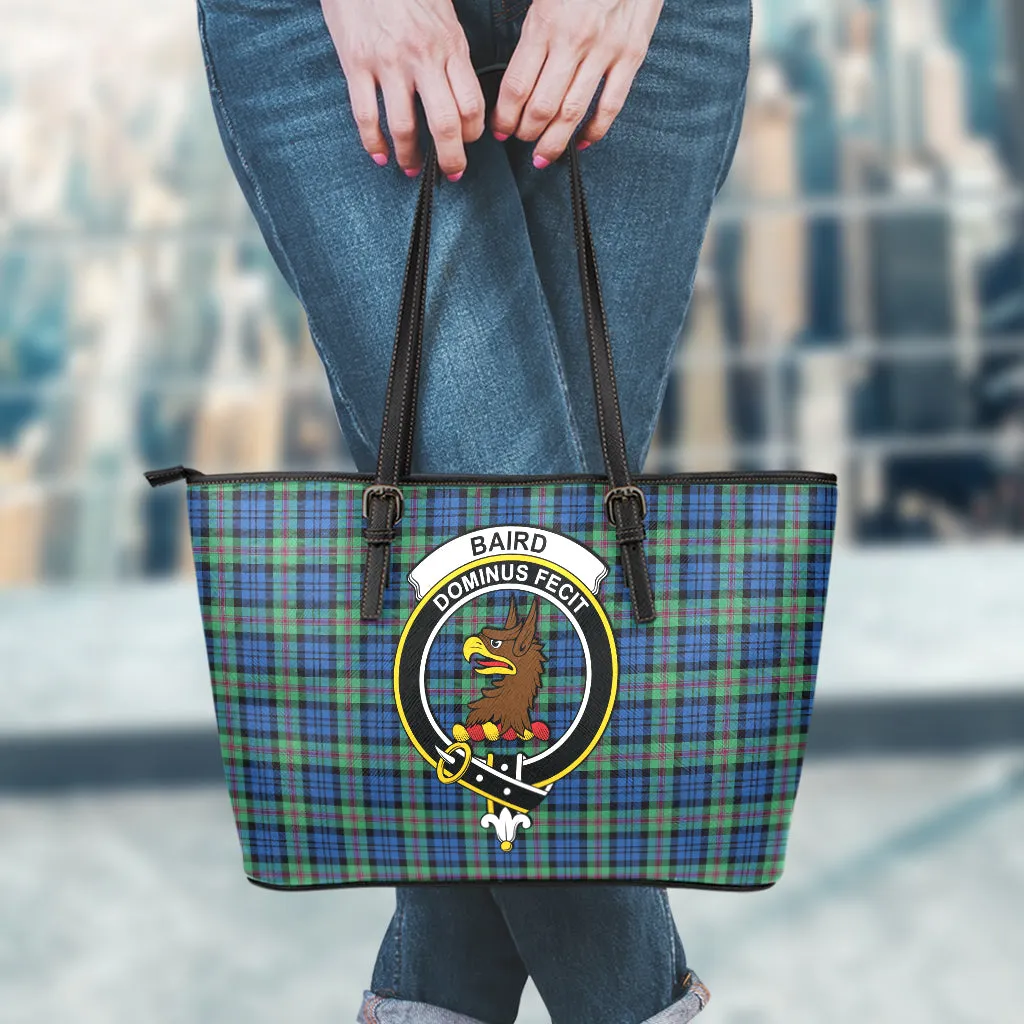 Baird Ancient Tartan Leather Tote Bag with Family Crest