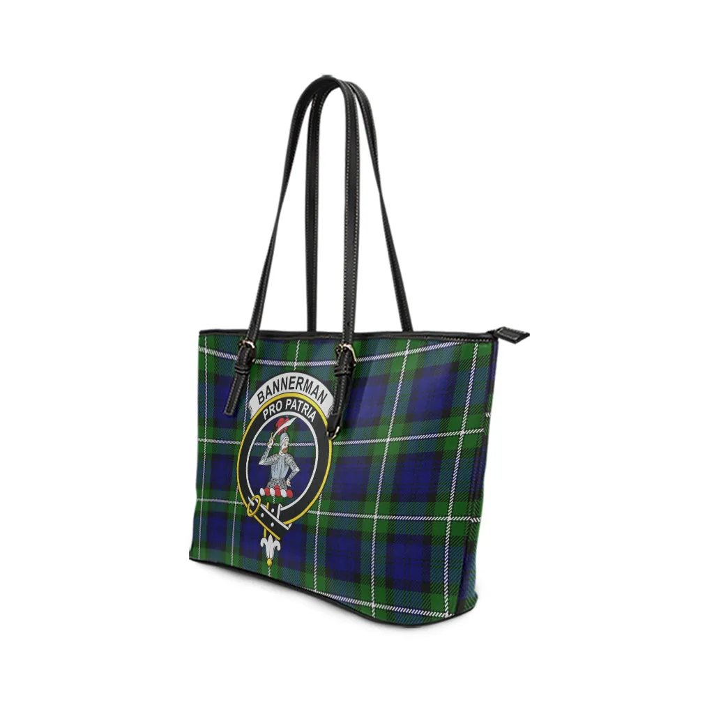 Bannerman Tartan Leather Tote Bag with Family Crest