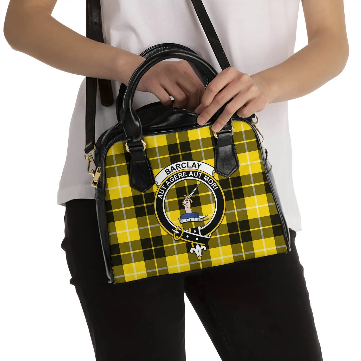 Barclay Dress Modern Tartan Shoulder Handbags with Family Crest