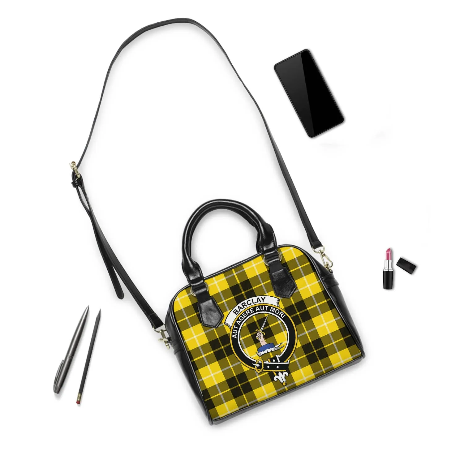 Barclay Dress Modern Tartan Shoulder Handbags with Family Crest