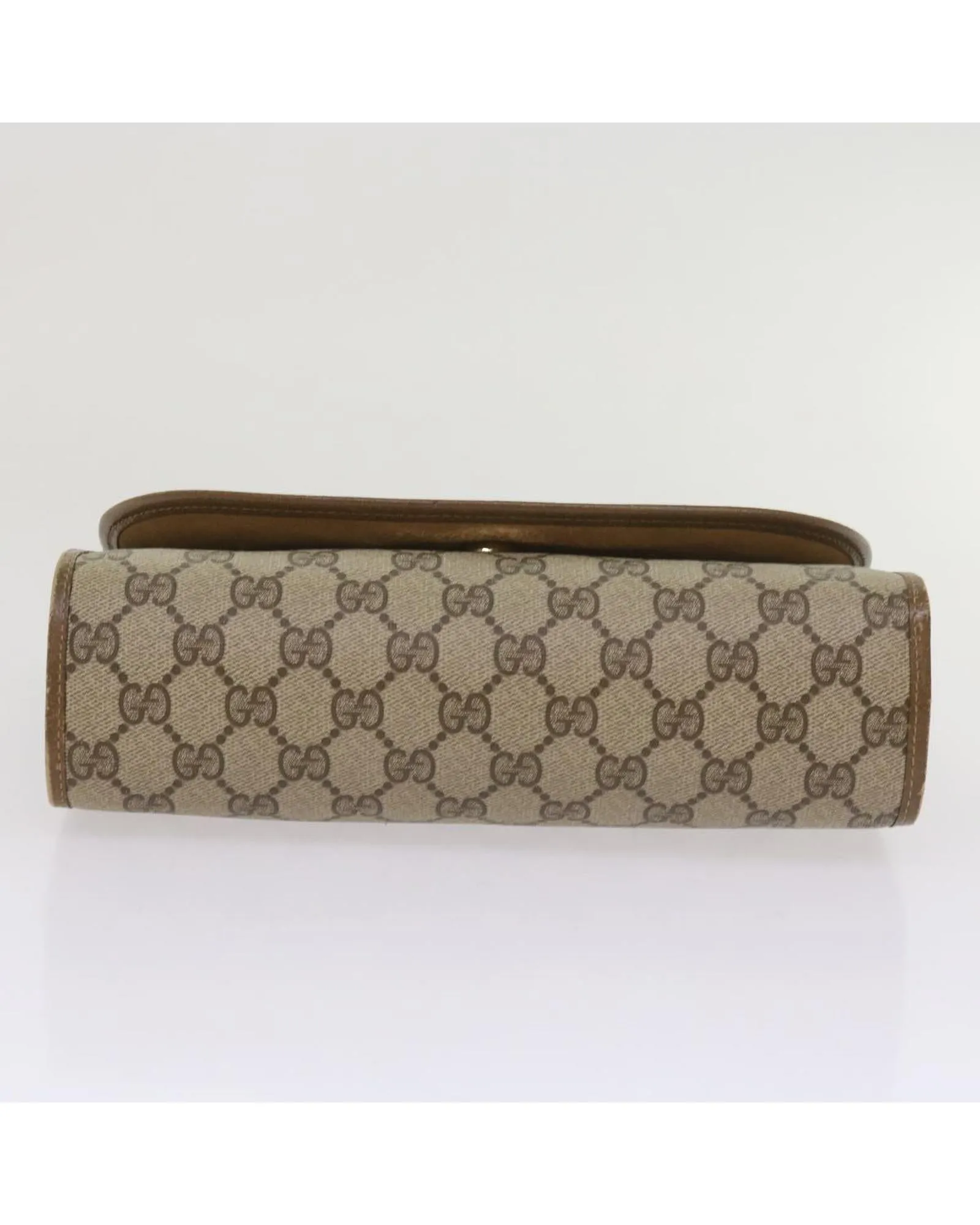 Beige Green Red GG Canvas Clutch Bag with Web Detail by Gucci