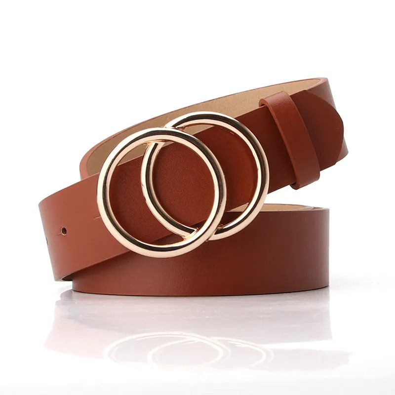 Belt round Buckle Alloy Snap Belt Student Minimalist Pant Belt Sweater Coat Decoration