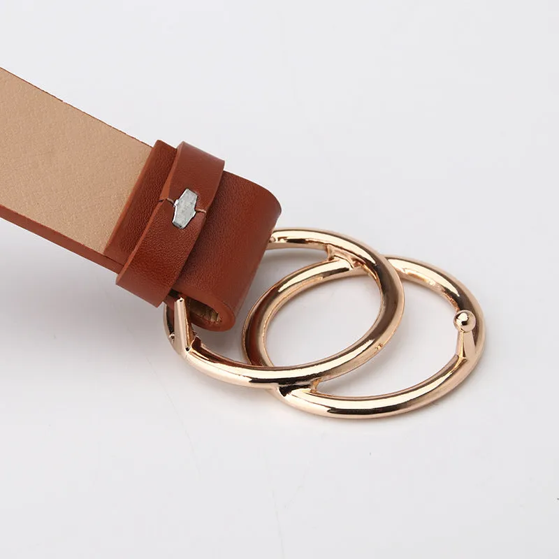 Belt round Buckle Alloy Snap Belt Student Minimalist Pant Belt Sweater Coat Decoration