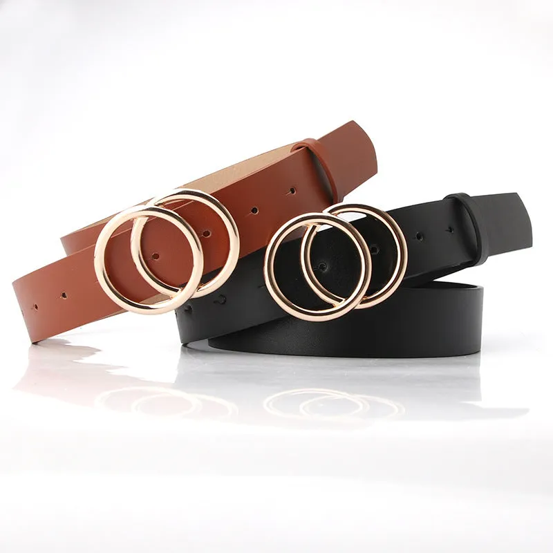 Belt round Buckle Alloy Snap Belt Student Minimalist Pant Belt Sweater Coat Decoration