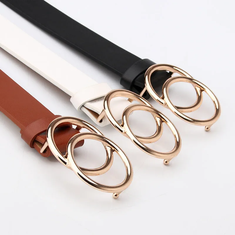 Belt round Buckle Alloy Snap Belt Student Minimalist Pant Belt Sweater Coat Decoration