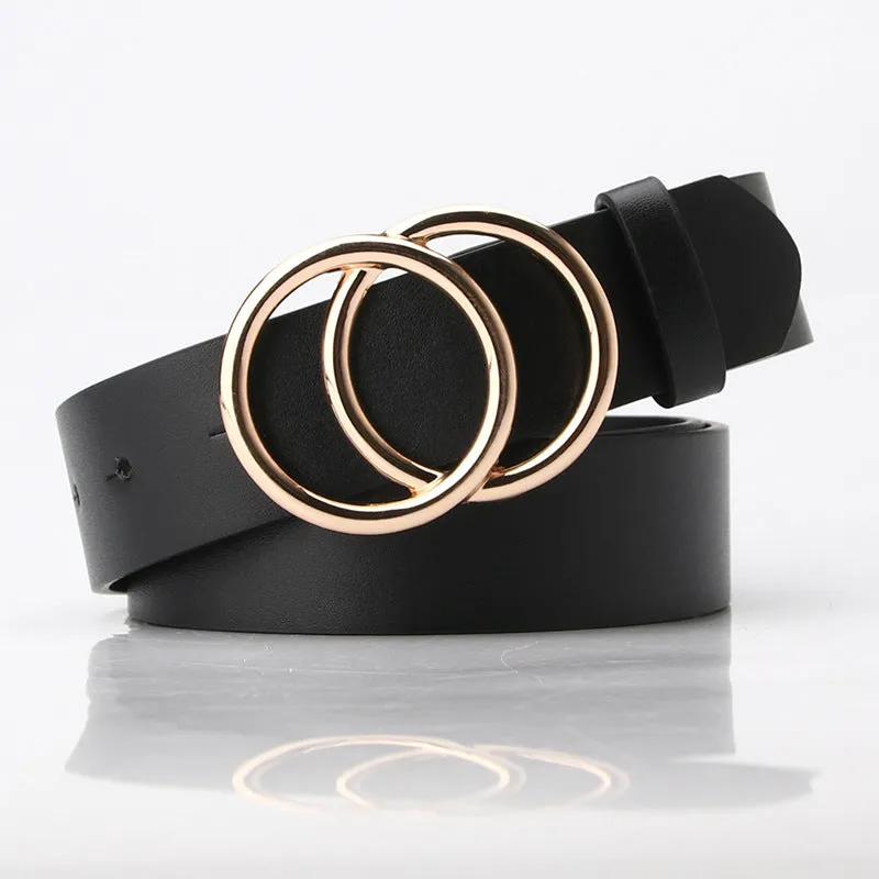 Belt round Buckle Alloy Snap Belt Student Minimalist Pant Belt Sweater Coat Decoration