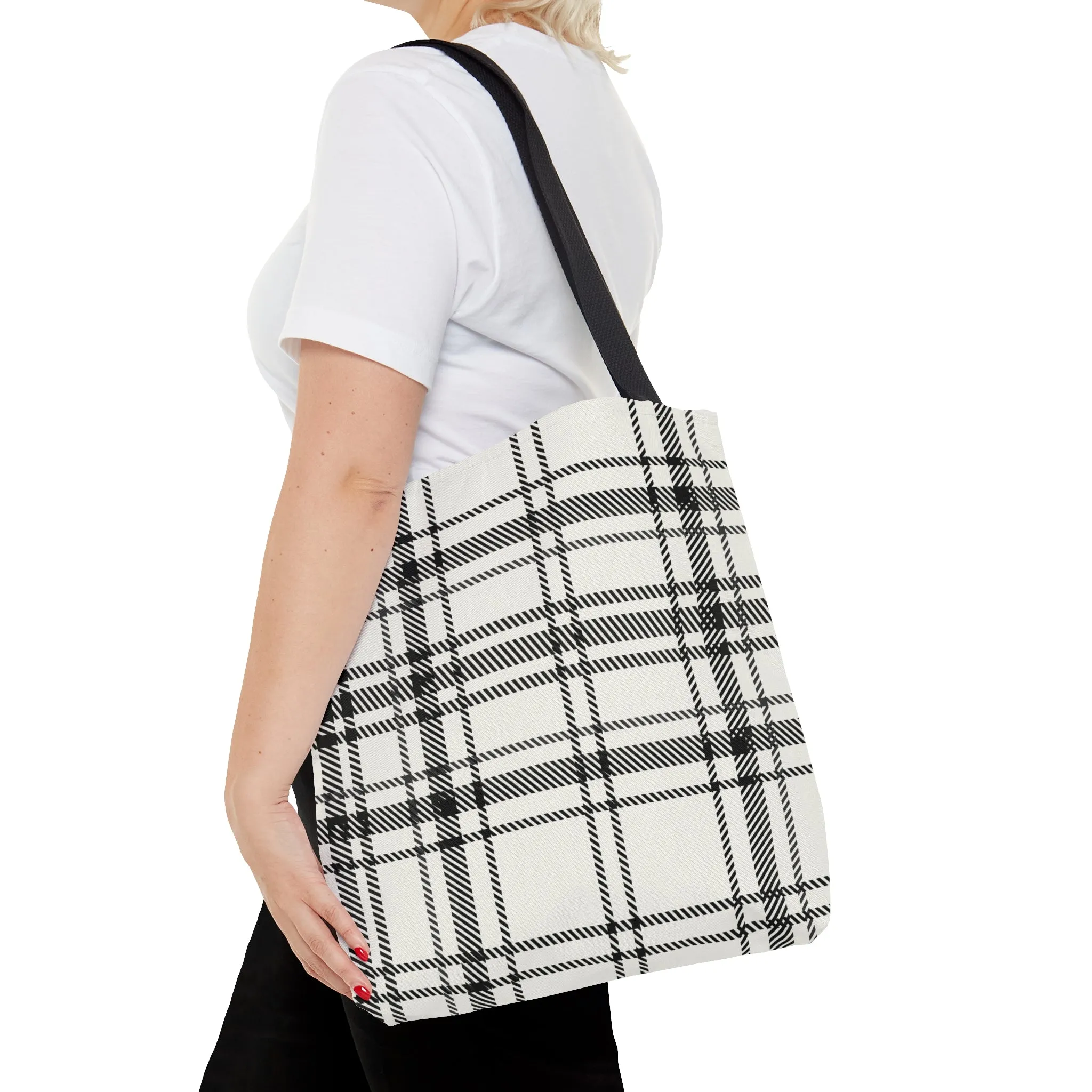 Black & White Plaid Tote Bag