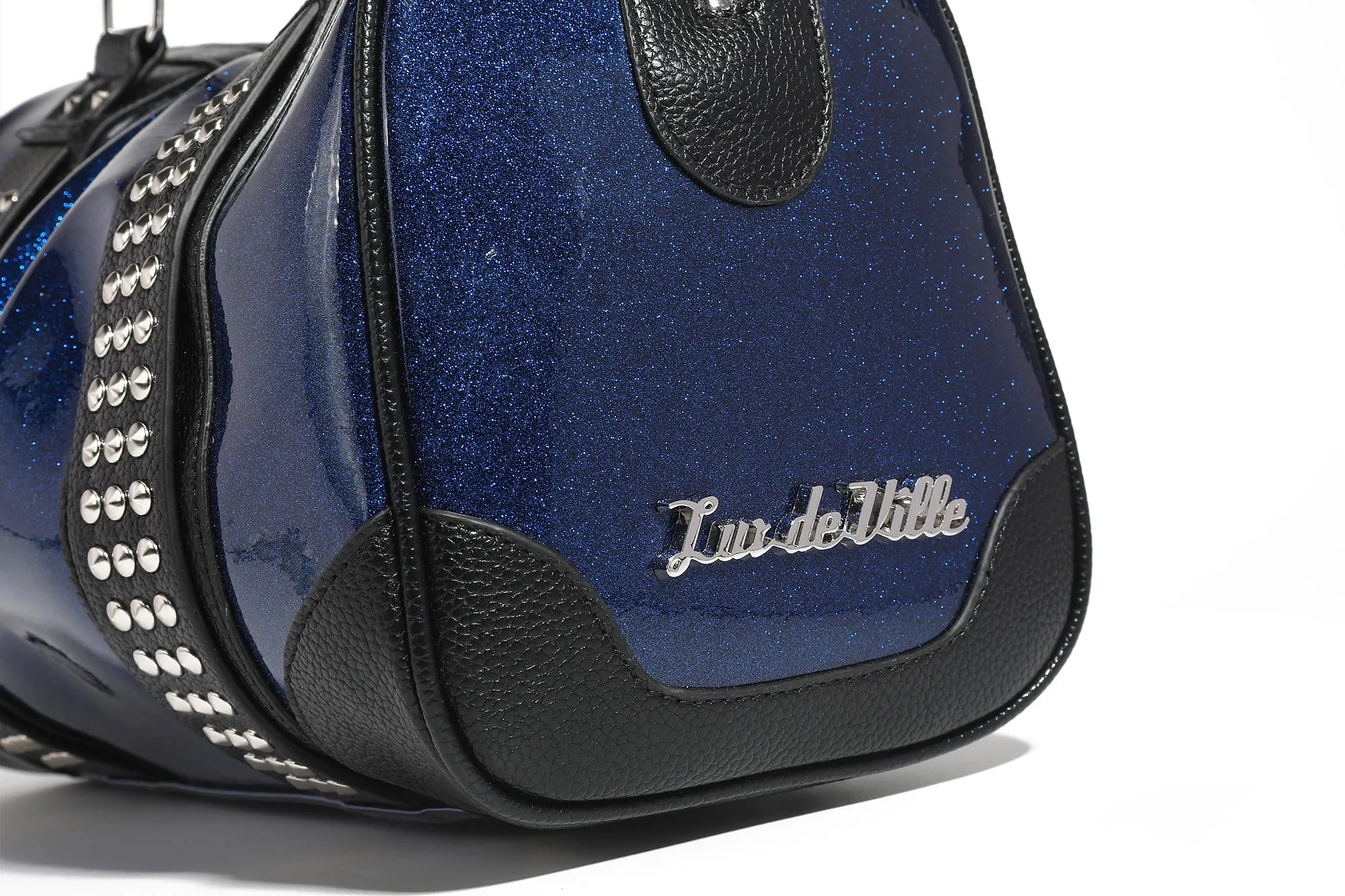 Black and Royal Blue Sparkle Evie Tote