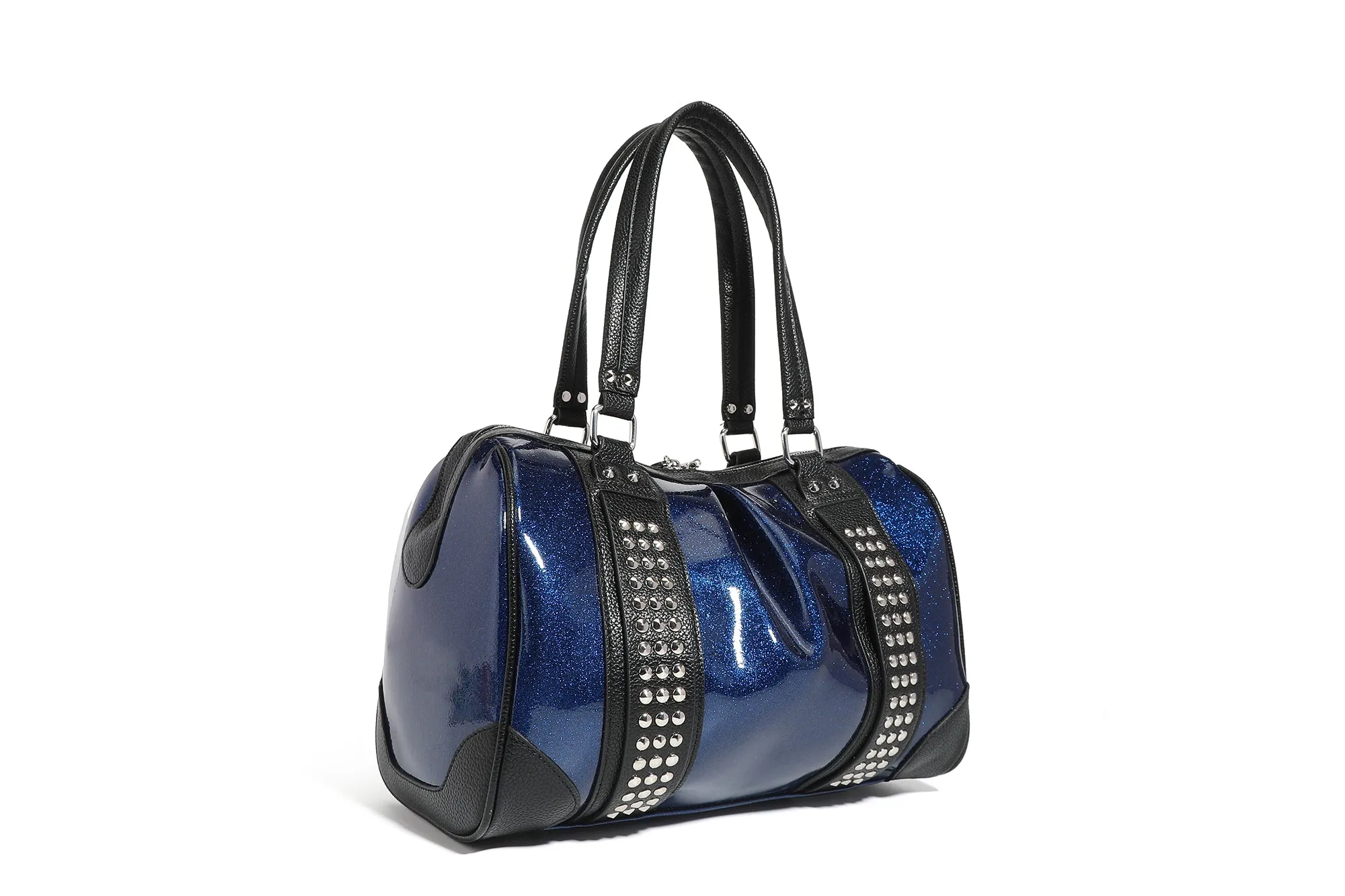 Black and Royal Blue Sparkle Evie Tote