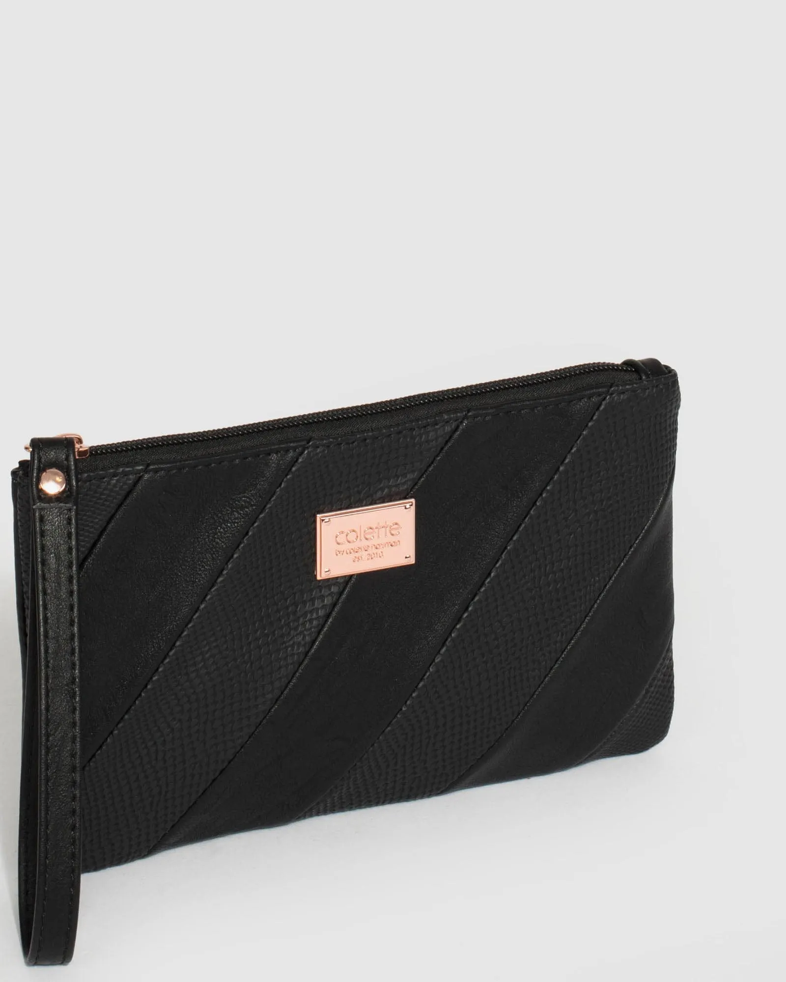 Black Brooke Stripe Wristlet