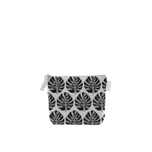 Black Monstera Cosmetic Bag, Mini