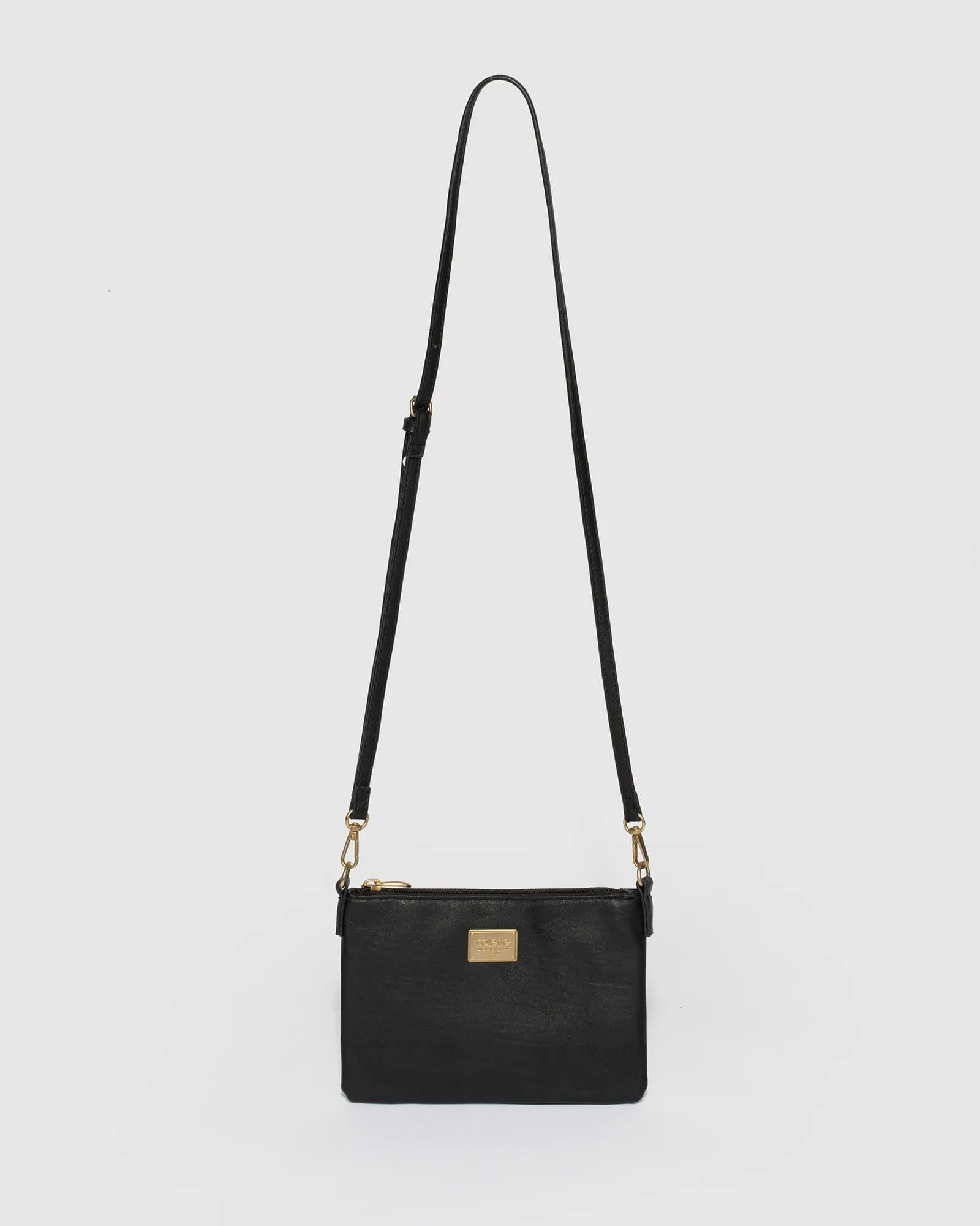 Black Peta Pu Strap Crossbody Bag