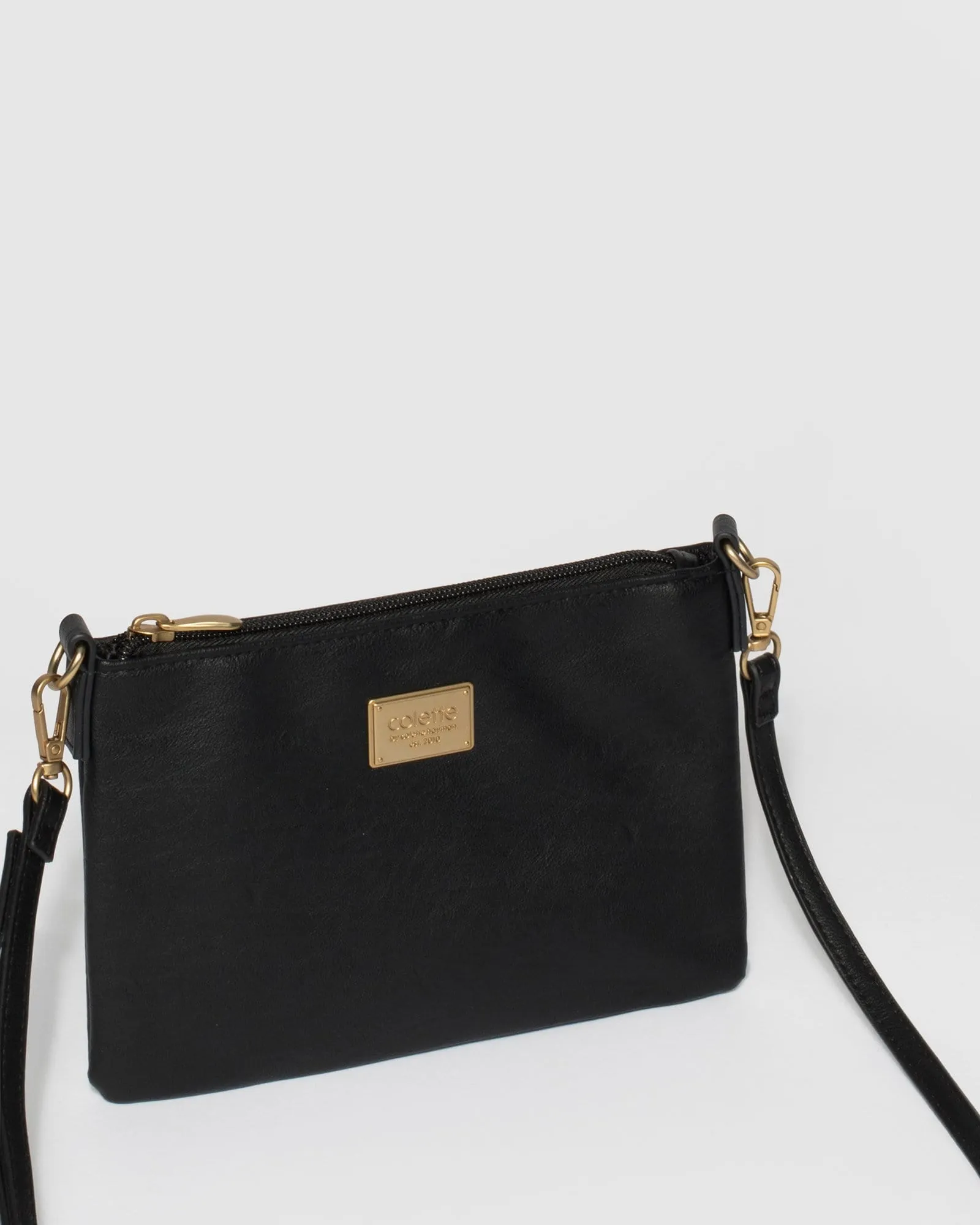 Black Peta Pu Strap Crossbody Bag