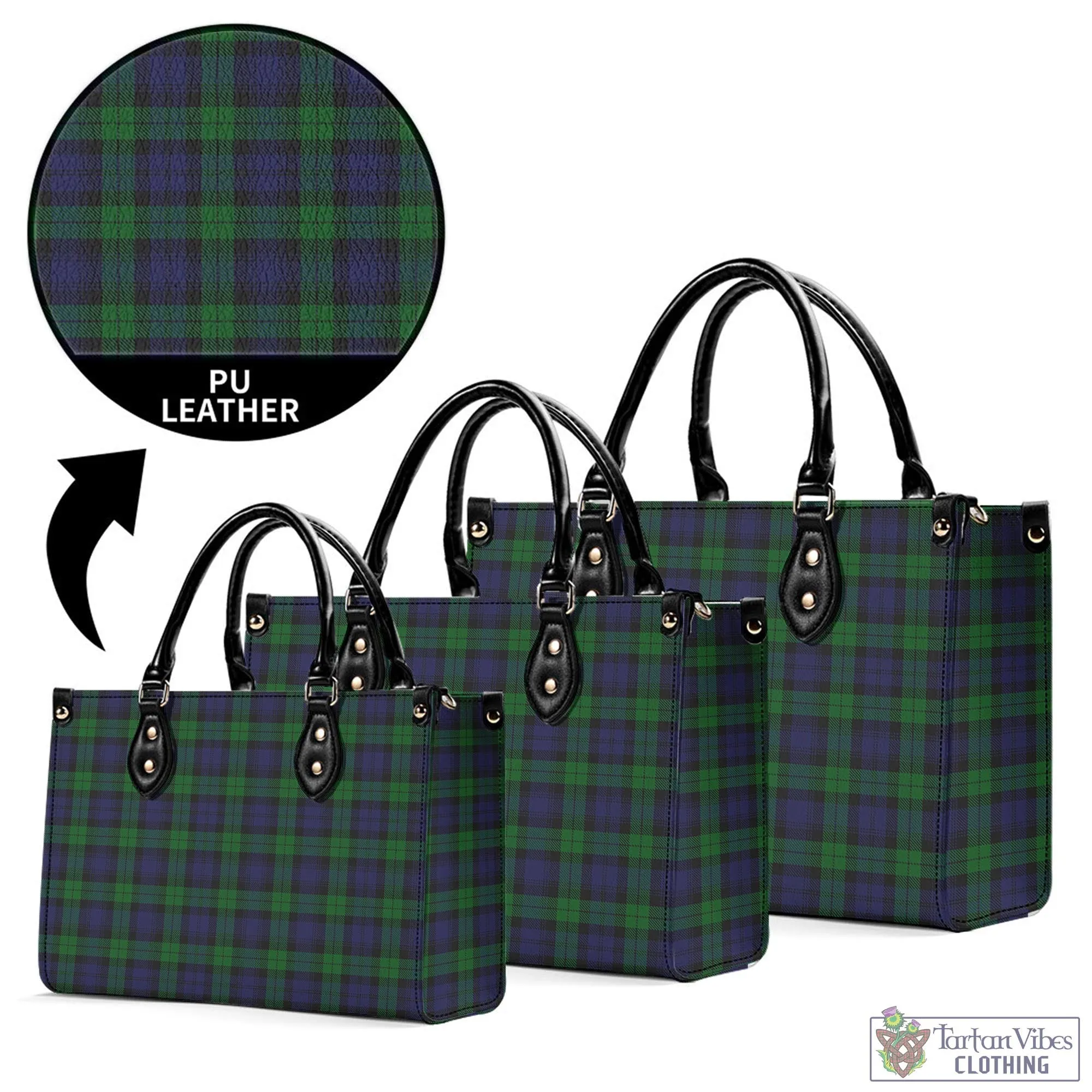 Black Watch Tartan Luxury Leather Handbags