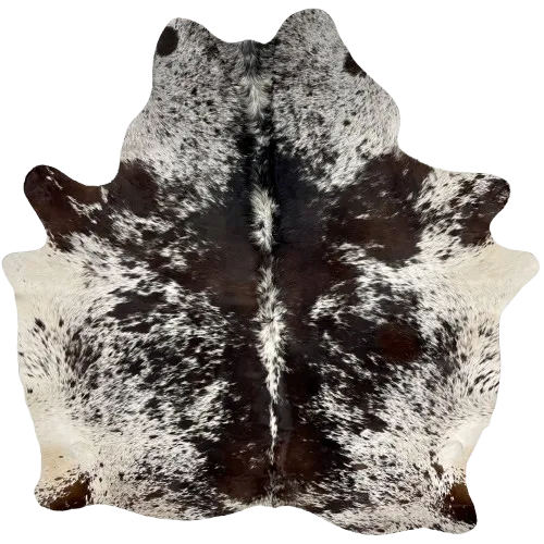 Blackish Brown and White Speckled Brazilian Cowhide - 7'4" x 6'2" (BRSP2806)