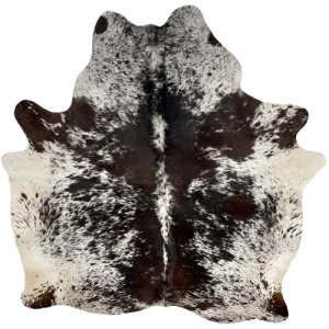 Blackish Brown and White Speckled Brazilian Cowhide - 7'4" x 6'2" (BRSP2806)