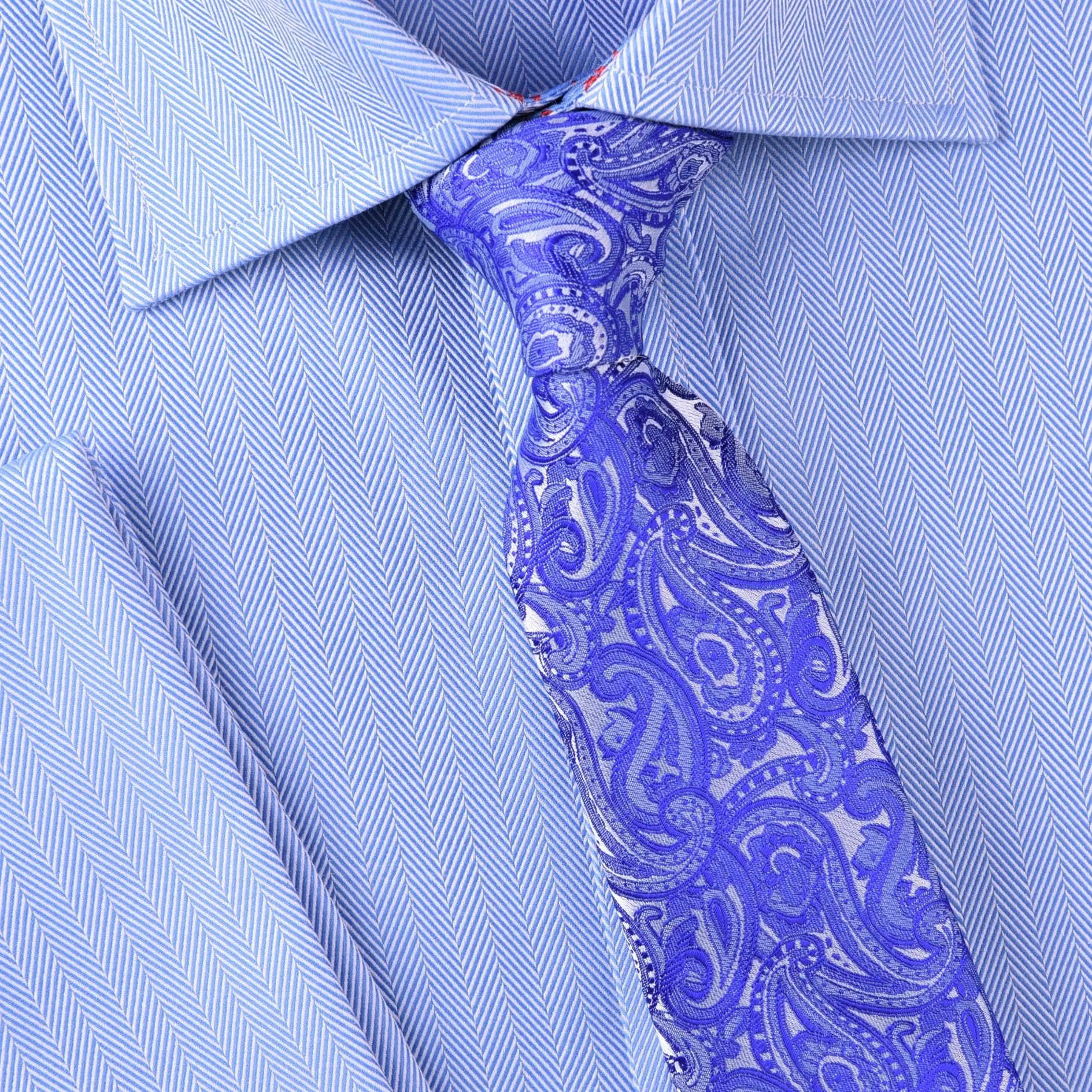 Blue Lavish Paisley Floral Designer Luxury Fashion Woven Ties 3"