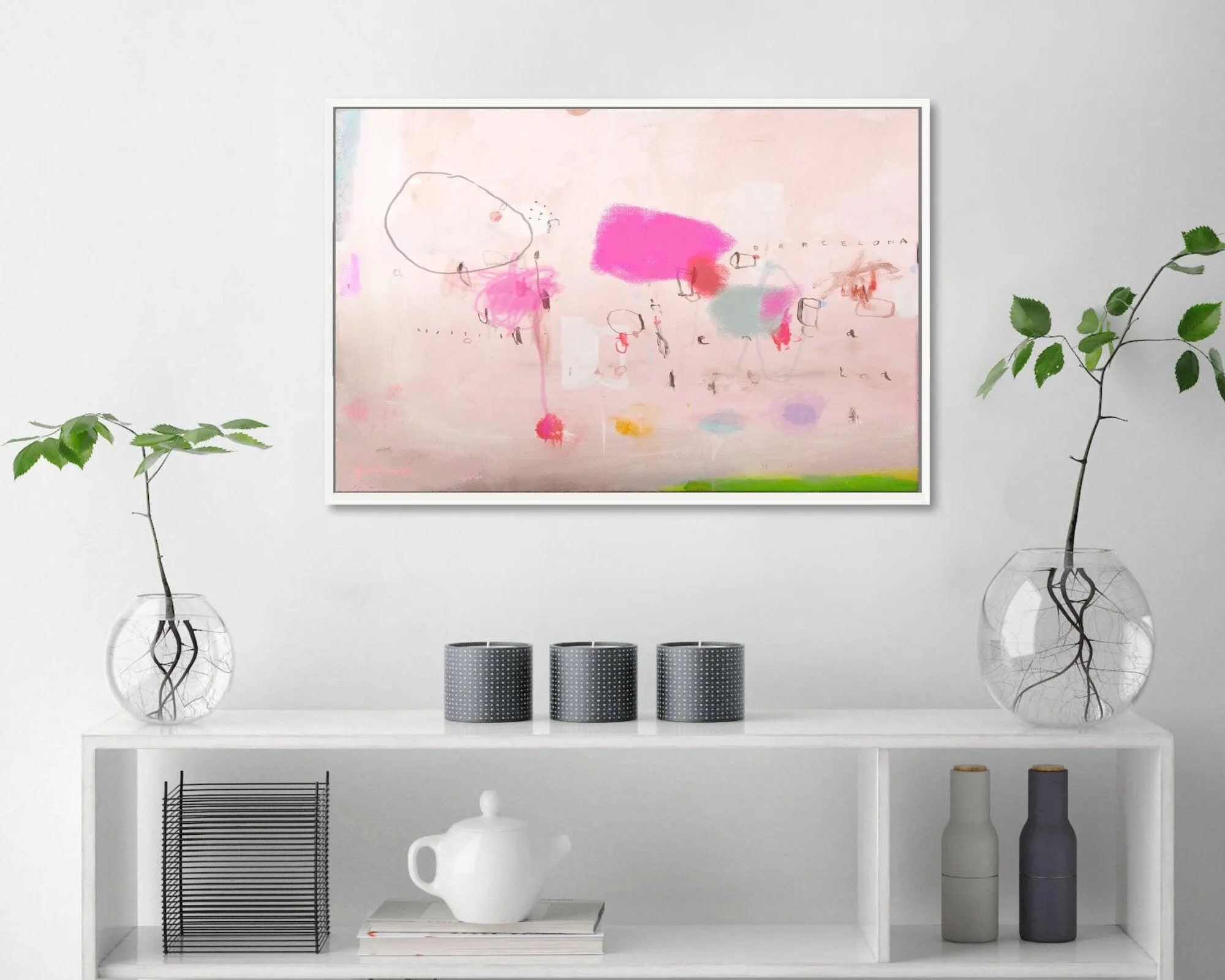 Blush pink apartment decor 24x36 art prints, 30x40 abstract wall art by Camilo Mattis