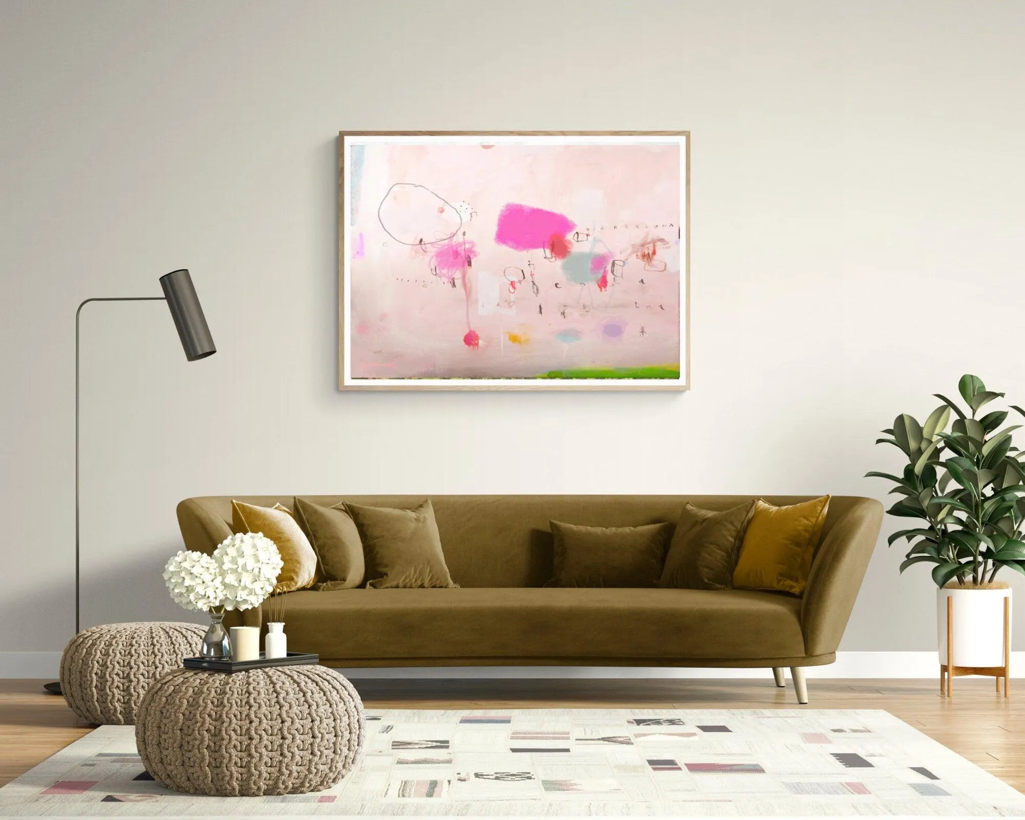 Blush pink apartment decor 24x36 art prints, 30x40 abstract wall art by Camilo Mattis