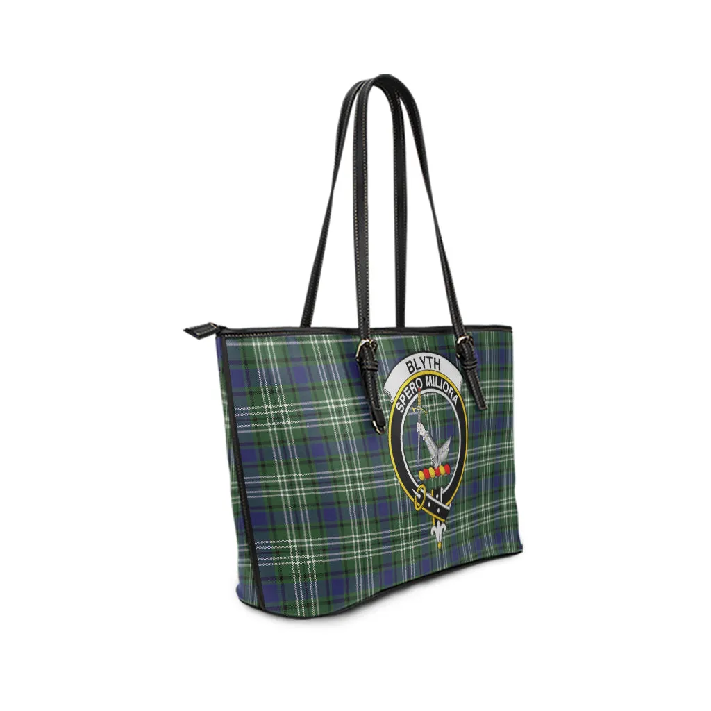 Blyth Tartan Leather Tote Bag with Family Crest