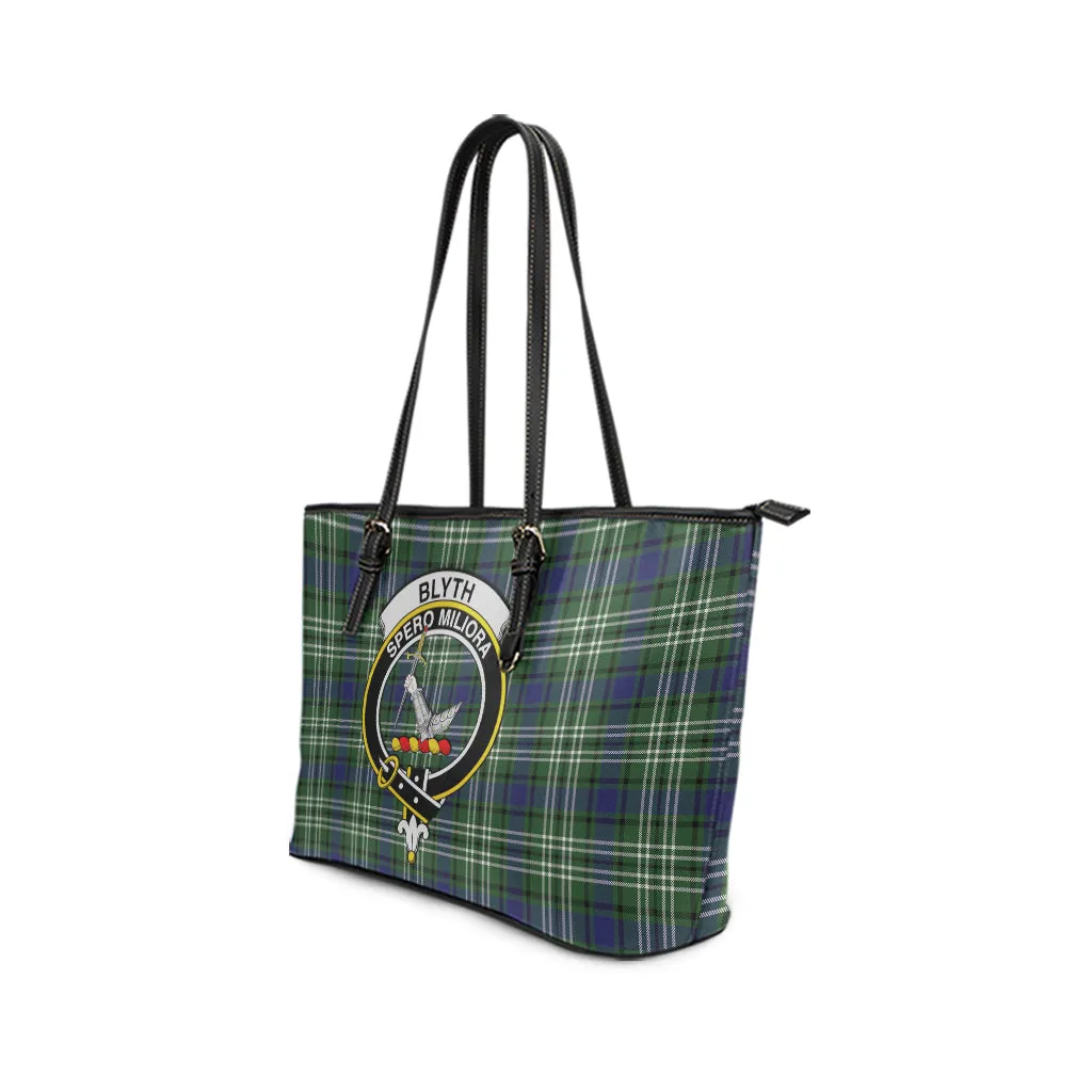 Blyth Tartan Leather Tote Bag with Family Crest