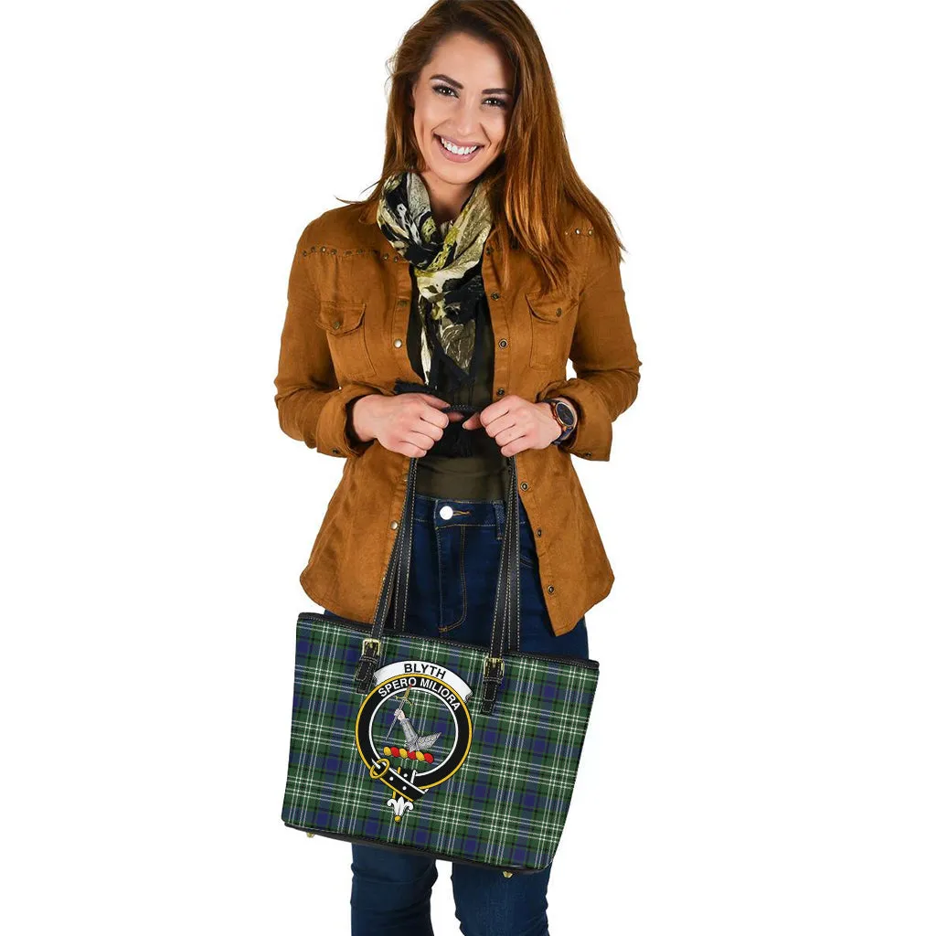 Blyth Tartan Leather Tote Bag with Family Crest