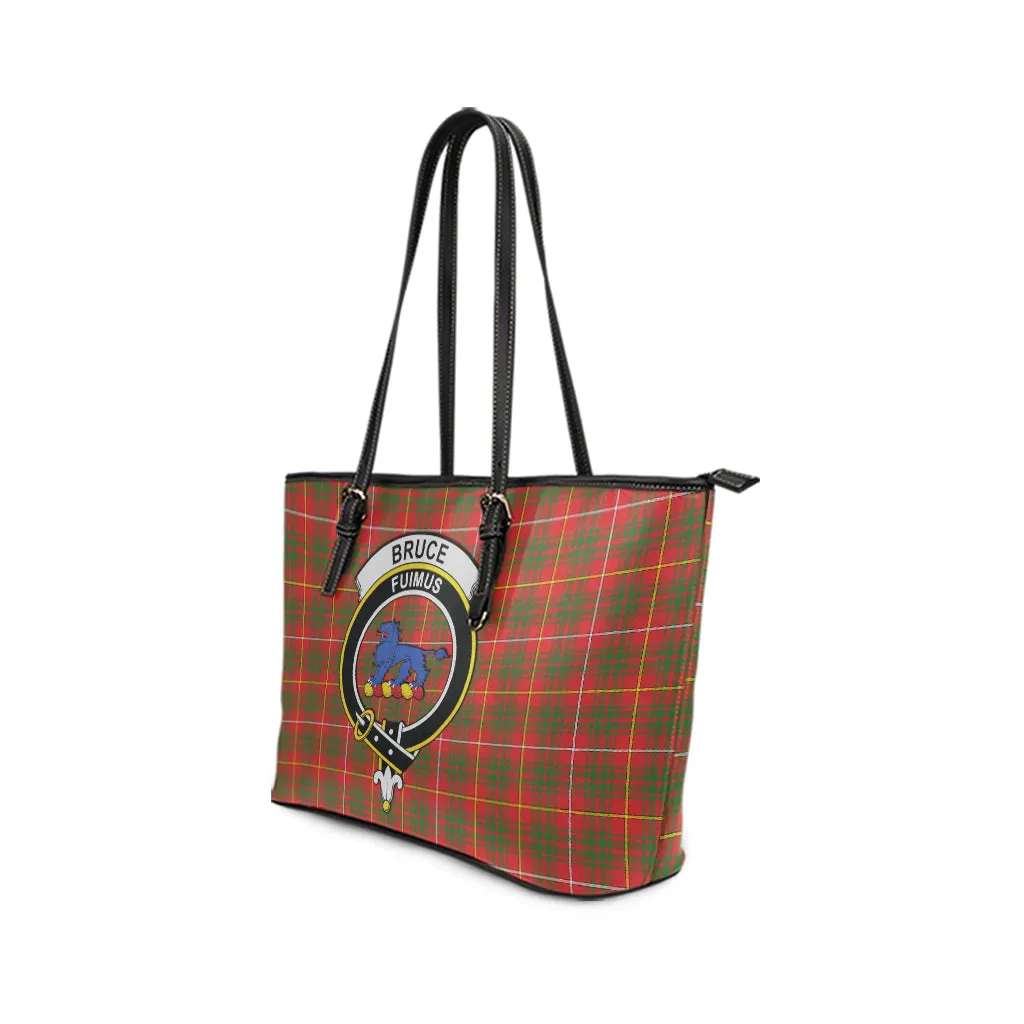 Bruce Modern Tartan Leather Tote Bag with Family Crest