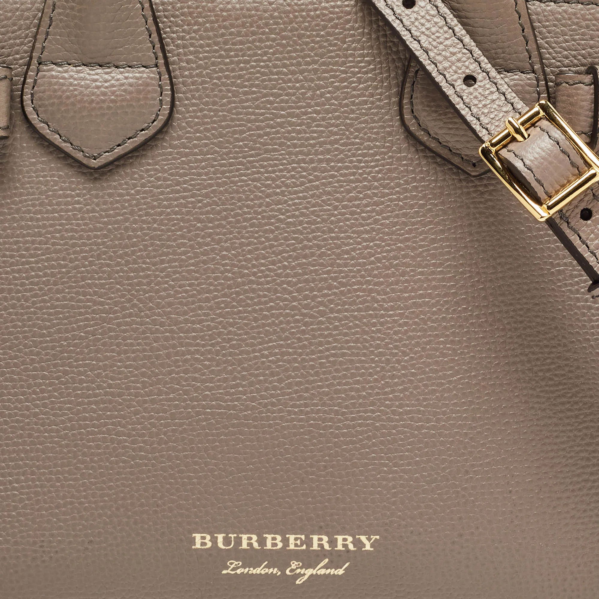 BURBERRY Beige House Check Fabric and Leather Mini Banner Tote